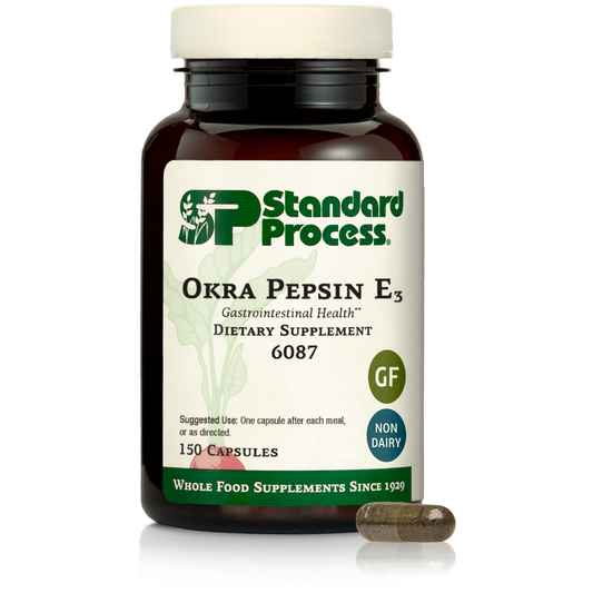 Standard Process Okra Pepsin E3 Digestive Enzyme Supplement 150 Capsules