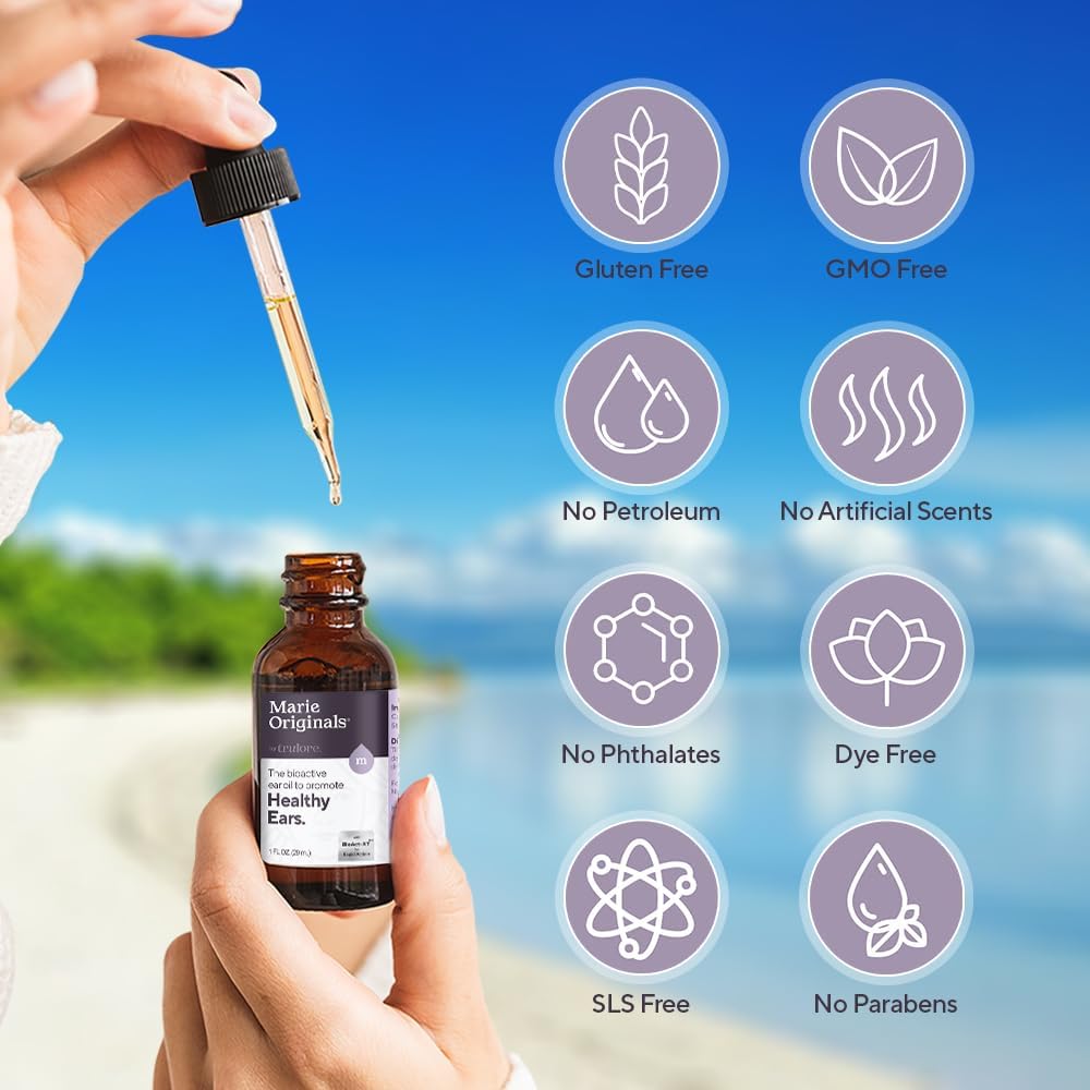 Marie Originals Mullein Garlic Oil Ear Drops for Adults Kids Pets 1oz