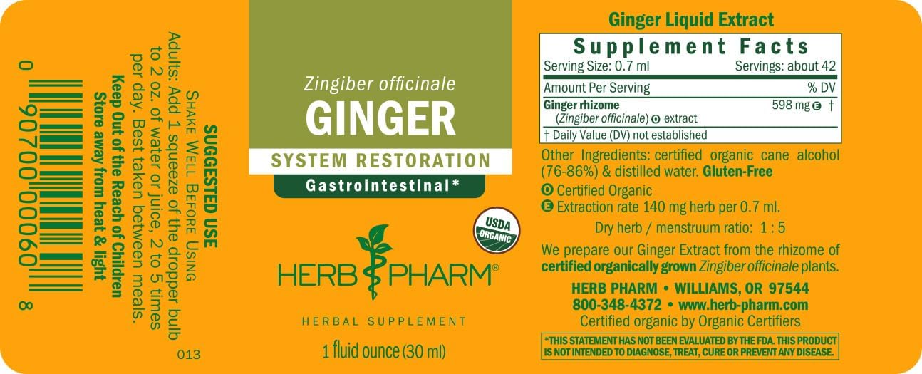Herb Pharm Certified Organic Ginger Liquid Extract