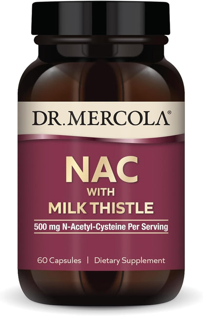 Dr. Mercola NAC with Milk Thistle Supplement Antioxidants Detox Support 500mg