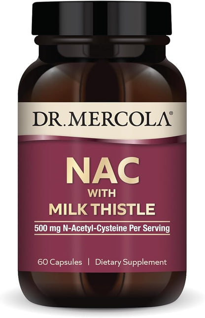 Dr. Mercola NAC with Milk Thistle Supplement Antioxidants Detox Support 500mg