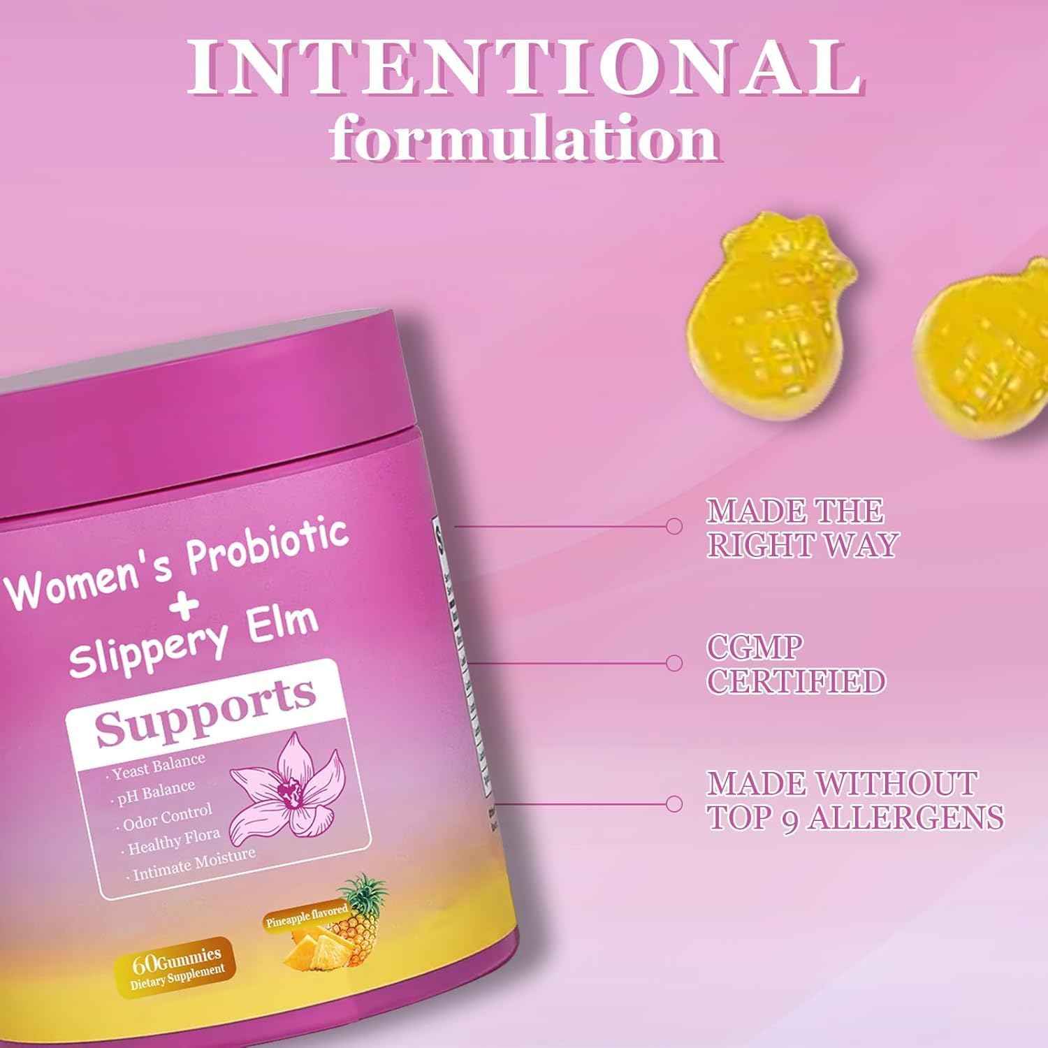DYALE Her Juicy Feminine Probiotic Gummies Pineapple 60 Count
