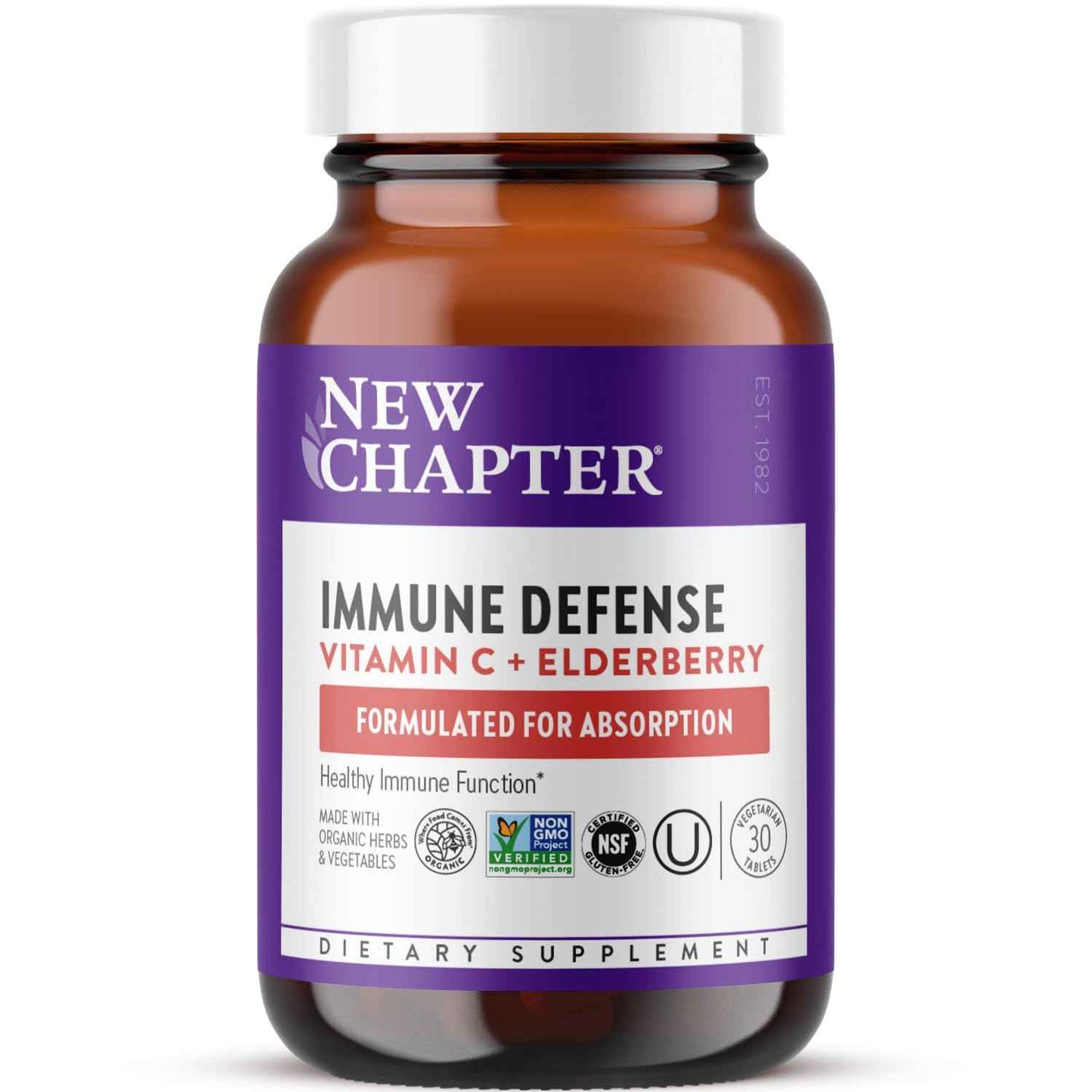 New Chapter® Vitamin C Immune Defense + Elderberry – Excellent Source of - 30 ct