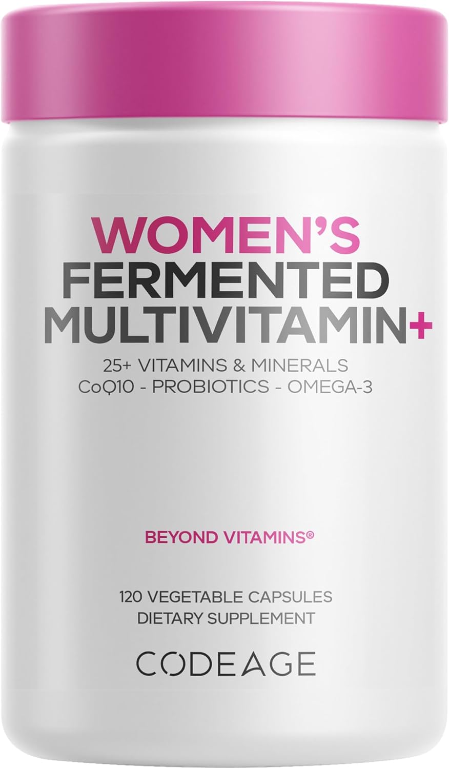 Codeage Women's Daily Multivitamin Fermented Organic Whole Foods Probiotics 120 Capsules