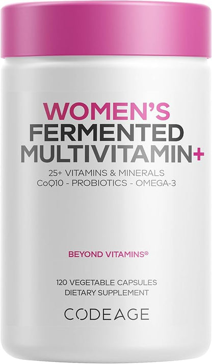 Codeage Women's Daily Multivitamin Fermented Organic Whole Foods Probiotics 120 Capsules
