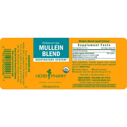 Herb Pharm Mullein Blend Herbal Supplement Certified Organic 1 fl oz