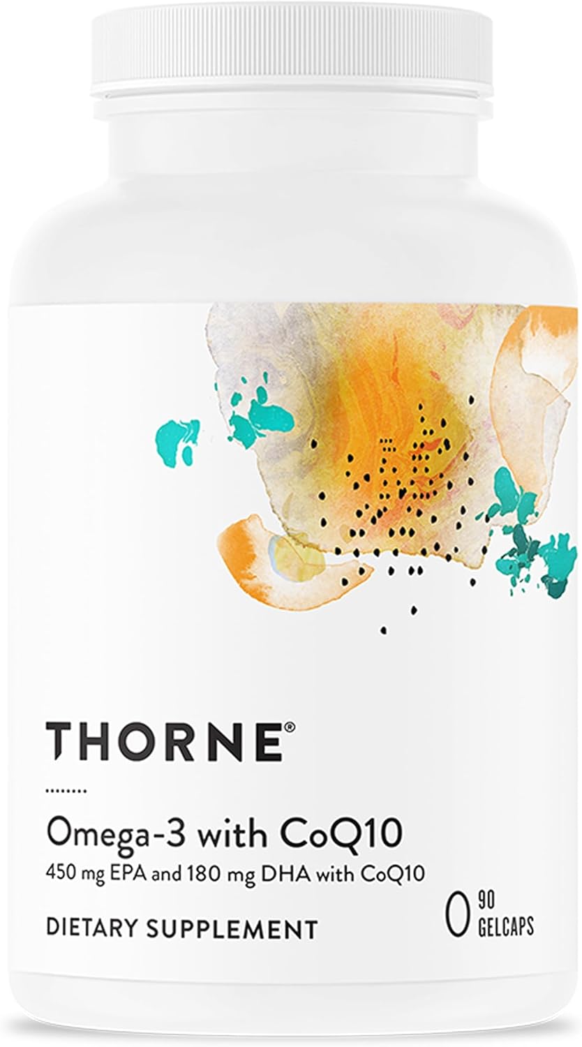 THORNE Omega-3 with CoQ10 Fish Oil Supplement 90 Softgels