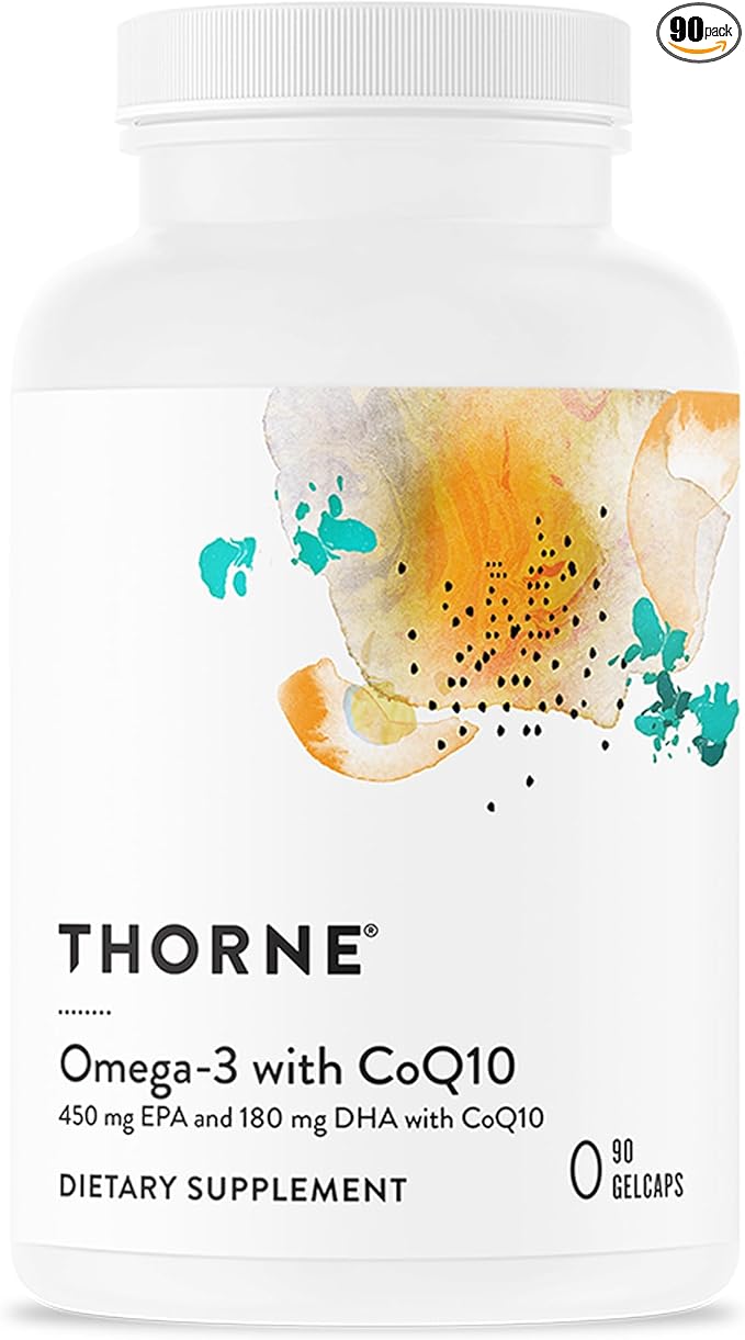 THORNE Omega-3 with CoQ10 Fish Oil Supplement 90 Softgels