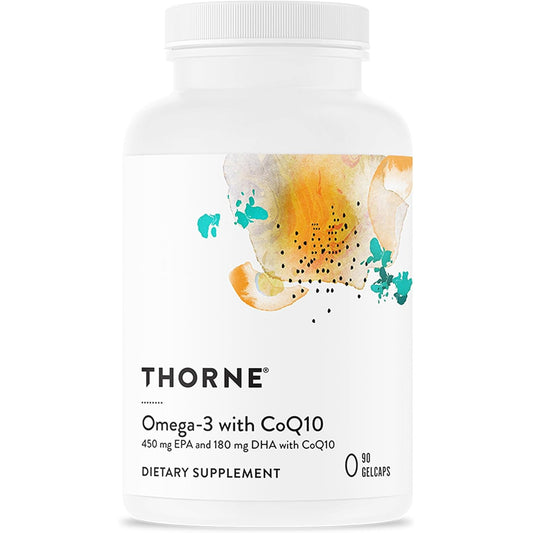 THORNE Omega-3 with CoQ10 Fish Oil Supplement 90 Softgels