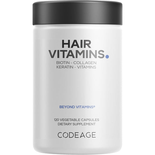 Codeage Hair Vitamins 10000 mcg Biotin, Keratin, Collagen Supplement 120 Count