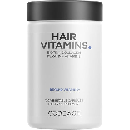 Codeage Hair Vitamins 10000 mcg Biotin, Keratin, Collagen Supplement 120 Count