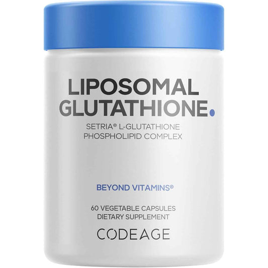 Codeage Liposomal Glutathione Supplement - Pure Reduced Setria L-Glutathione, Liposomal Delivery, Phospholipid Complex - Encapsulated Glutathione Powder Pills - Vegan, Non-GMO - 60 Capsules