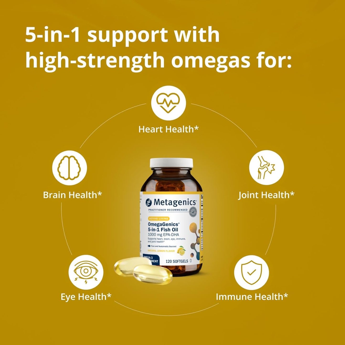 Metagenics OmegaGenics Omega-3 Fish Oil 1000mg EPA DHA 120 Softgels