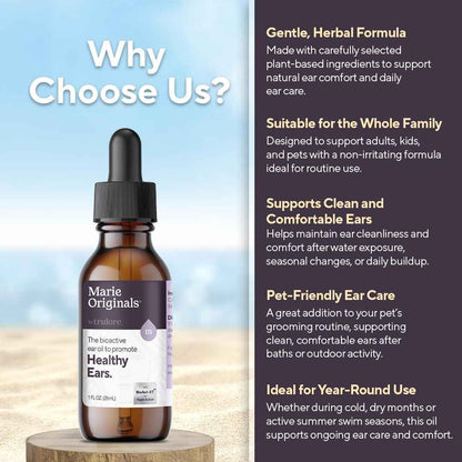 Marie Originals Mullein Garlic Oil Ear Drops for Adults Kids Pets 1oz