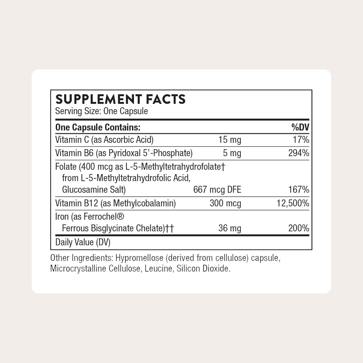 THORNE Advanced Iron Complex - Blood Support Supplement - Elemental Iron 36mg - 60 Capsules