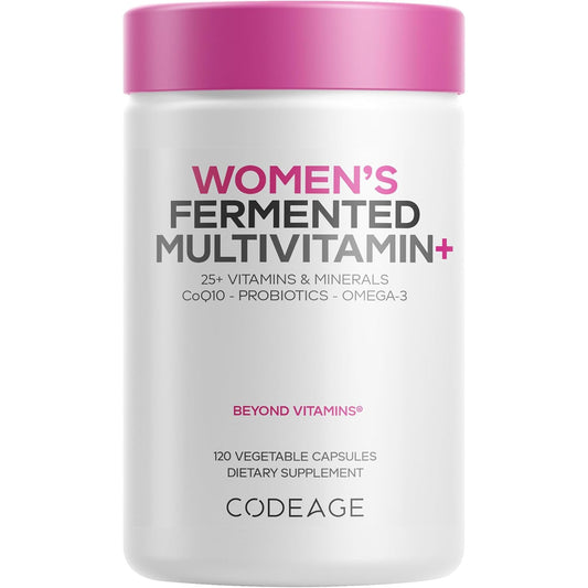Codeage Women's Daily Multivitamin Fermented Organic Whole Foods Probiotics 120 Capsules