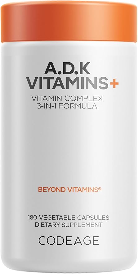 Codeage ADK Vitamin Supplement A D3 K1 K2 180 Capsules