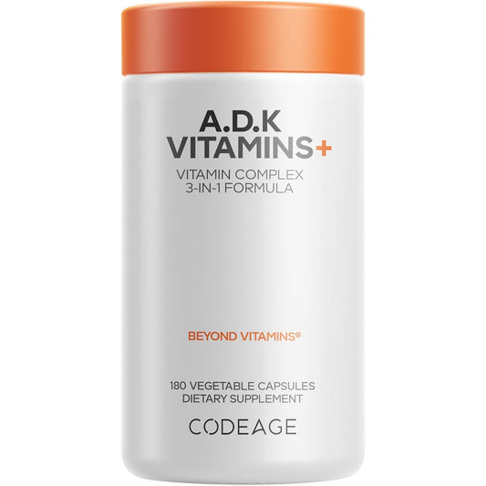 Codeage ADK Vitamin Supplement A D3 K1 K2 180 Capsules