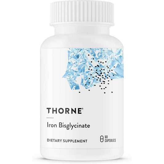 THORNE Iron Bisglycinate 25 mg Enhanced Absorption NSF Certified 60 Capsules