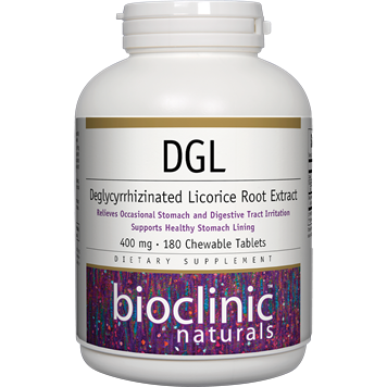 Bioclinic Naturals DGL 400mg Chewable Tablets 180 Count