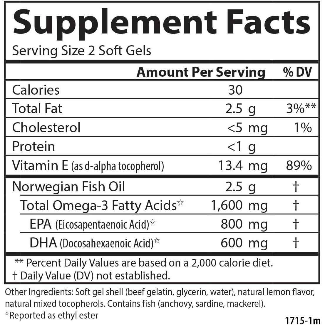 Carlson Elite Omega-3 Gems Fish Oil Supplement 1600mg Lemon