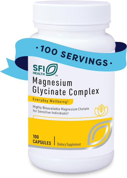 Klaire Labs Magnesium Glycinate Complex Chelated Supplement 100 Capsules