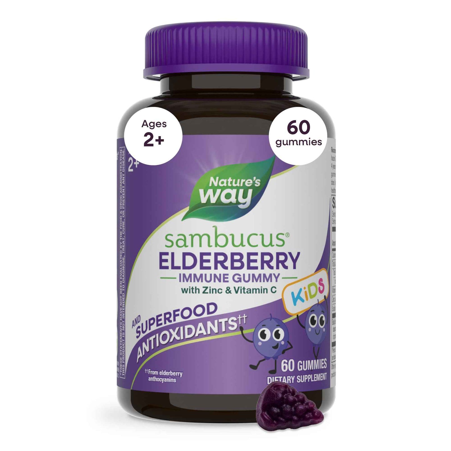 Nature's Way Sambucus Kids Elderberry Immune Gummies with Black - 60 Gummies