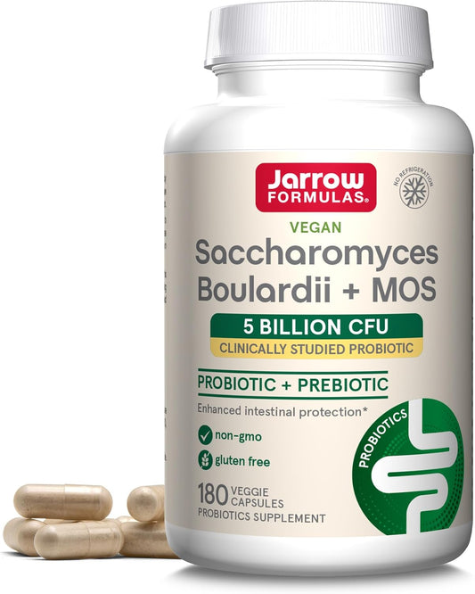 Jarrow Formulas Saccharomyces Boulardii + MOS Probiotics Supplement 5 Billion CFU