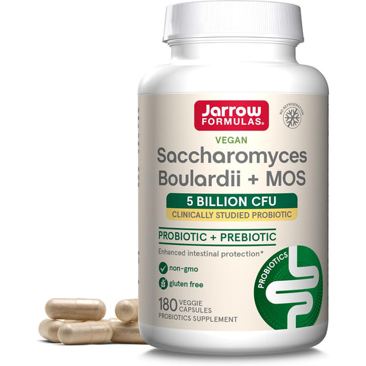 Jarrow Formulas Saccharomyces Boulardii + MOS Probiotics Supplement 5 Billion CFU