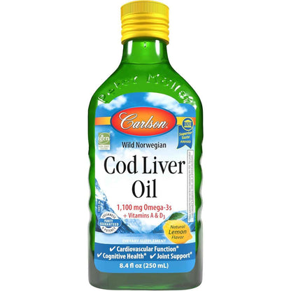 Carlson Cod Liver Oil 1100 Mg Omega-3s Liquid Lemon 250 Ml