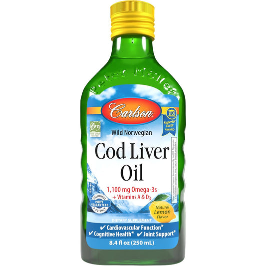 Carlson Cod Liver Oil 1100 Mg Omega-3s Liquid Lemon 250 Ml