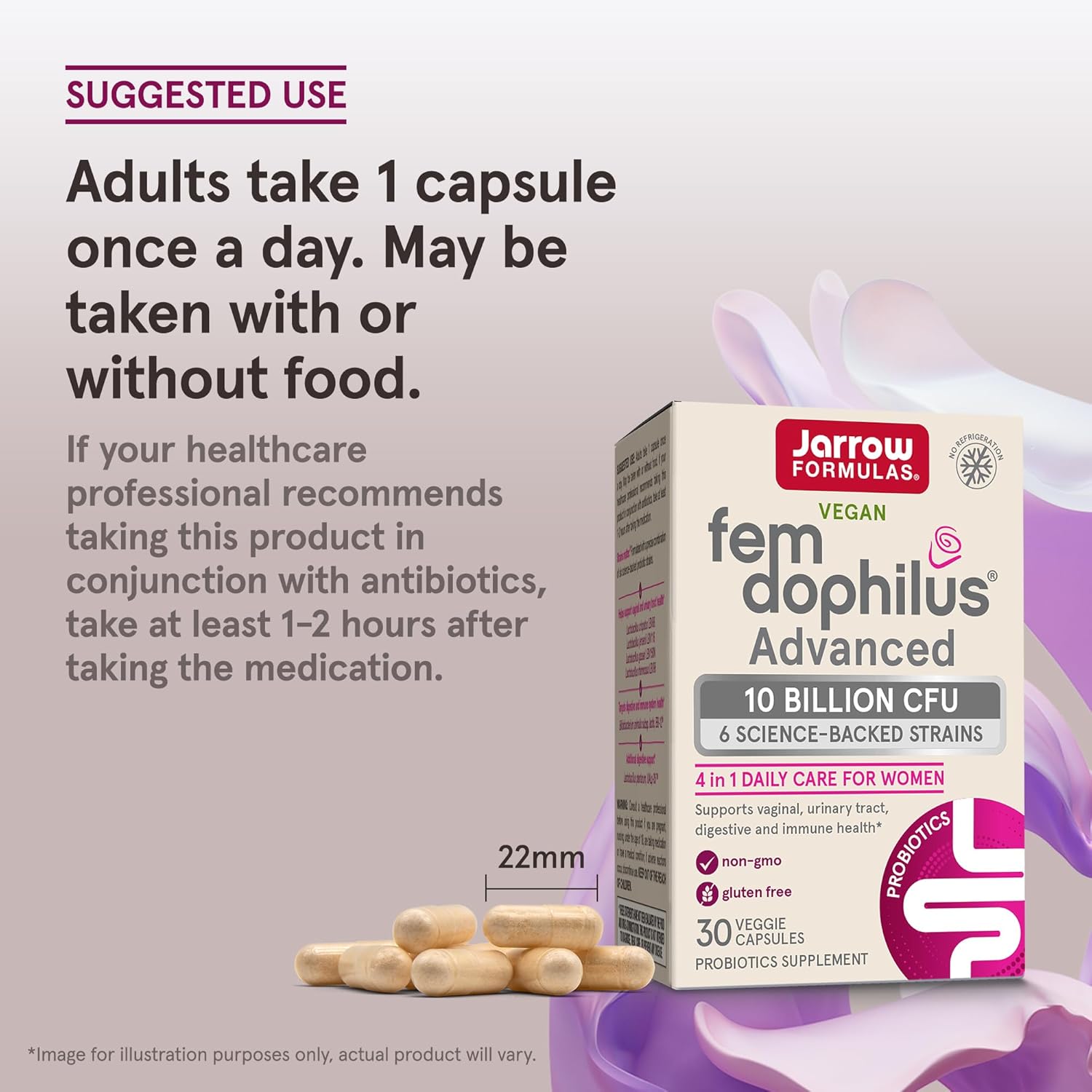 Jarrow Formulas Fem-Dophilus Advanced Probiotics 10 Billion CFU 30 Capsules