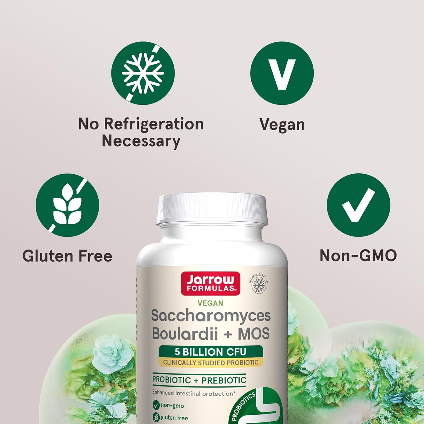 Jarrow Formulas Saccharomyces Boulardii + MOS Probiotics Supplement 5 Billion CFU