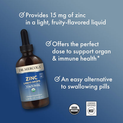 Dr. Mercola Liquid Zinc Drops 15 Mg Organic USDA