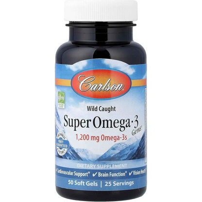 Carlson Super Omega-3 Gems Wild Caught Fish Oil 1200mg 50 Count