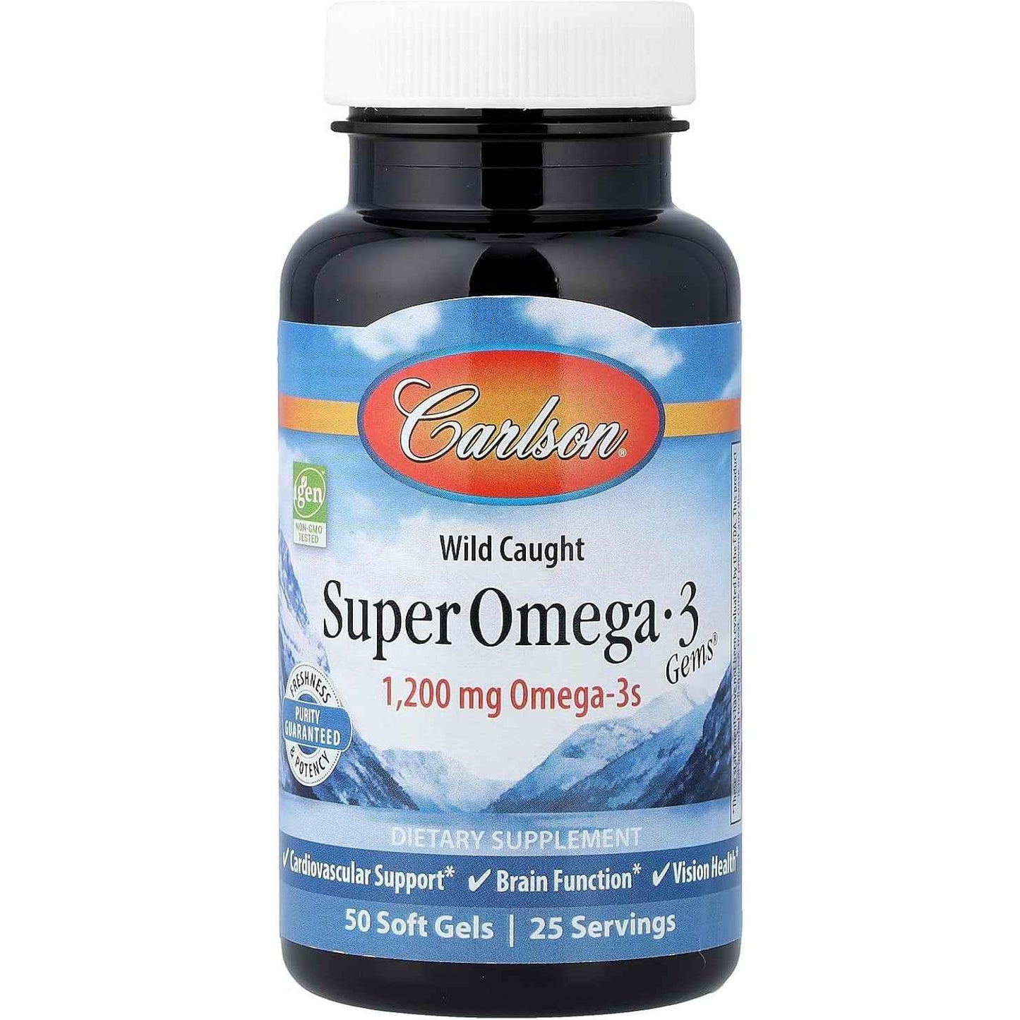 Carlson Super Omega-3 Gems Wild Caught Fish Oil 1200mg 50 Count