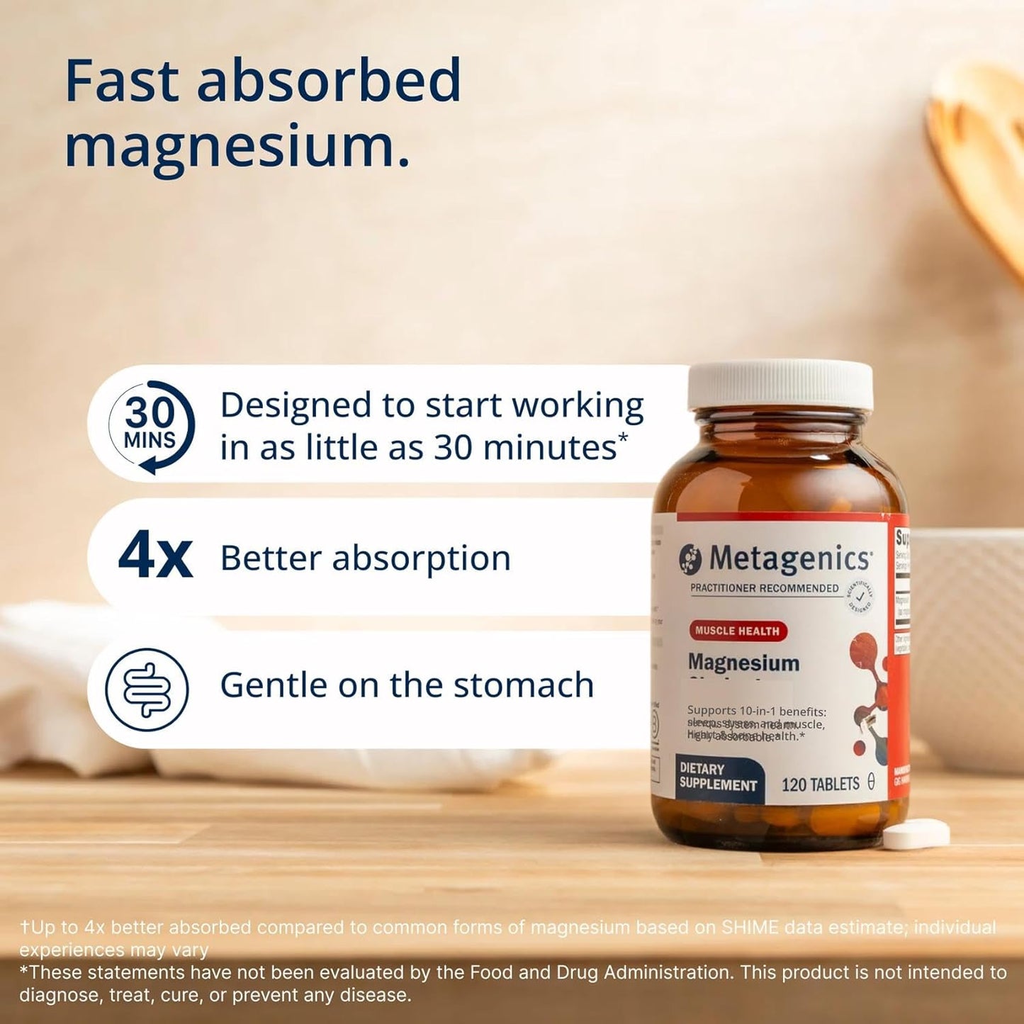 Metagenics Magnesium Glycinate 100mg-Highly Absorbable Magnesium Supplement for Sleep, Stress Relief & Muscle Relaxation - Bone, Heart & Nerve Health-Non-GMO, Gluten-Free-240 Tablets