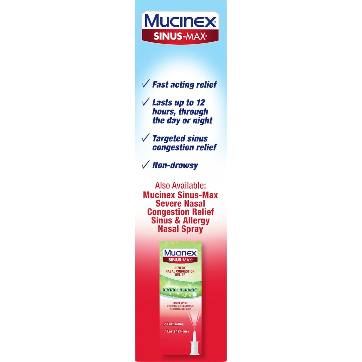 Mucinex Sinus-Max Nasal Spray Decongestant 12-Hour Clear & Cool 0.75 fl oz