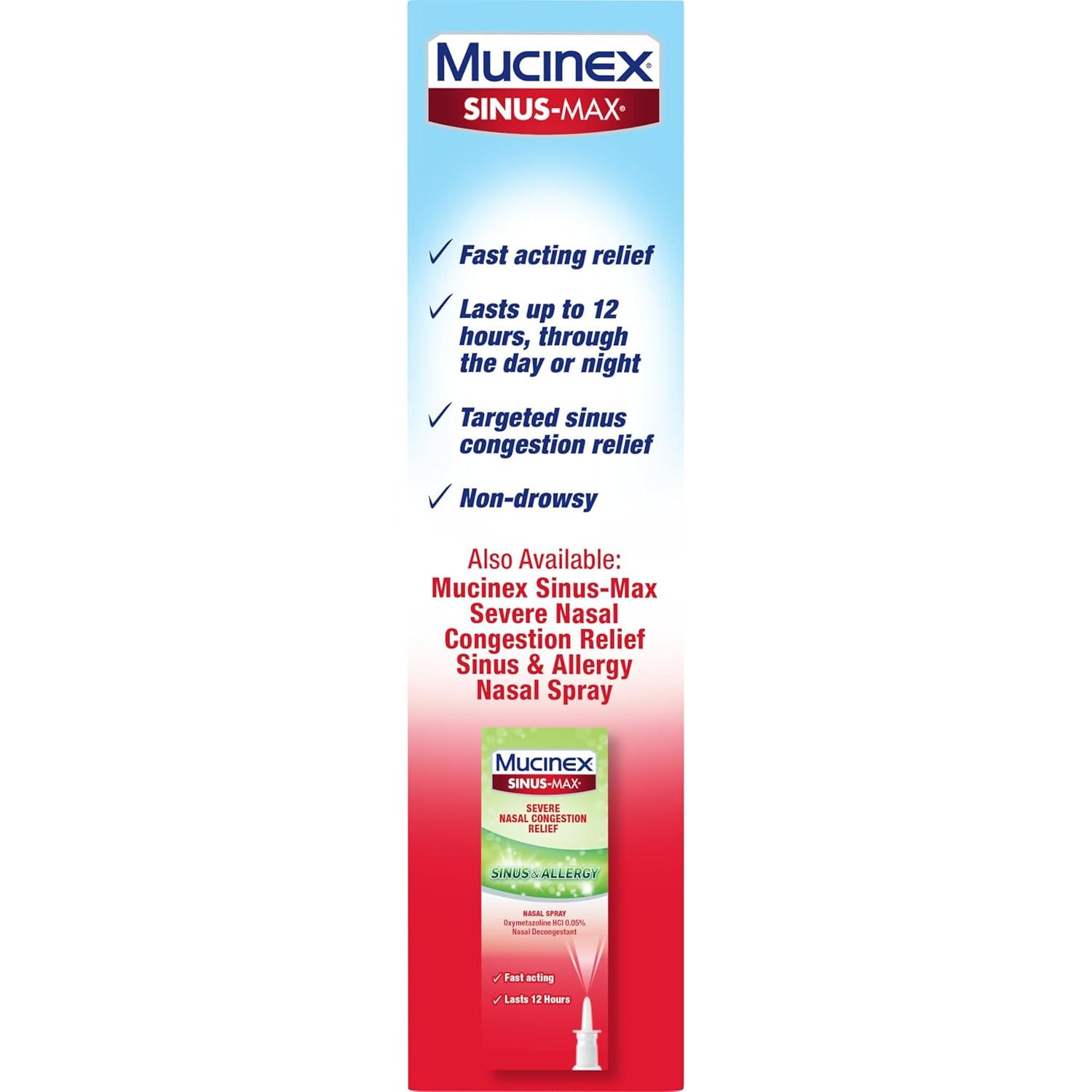 Mucinex Sinus-Max Nasal Spray Decongestant 12-Hour Clear & Cool 0.75 fl oz