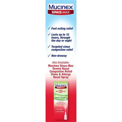 Mucinex Sinus-Max Nasal Spray Decongestant 12-Hour Clear & Cool 0.75 fl oz