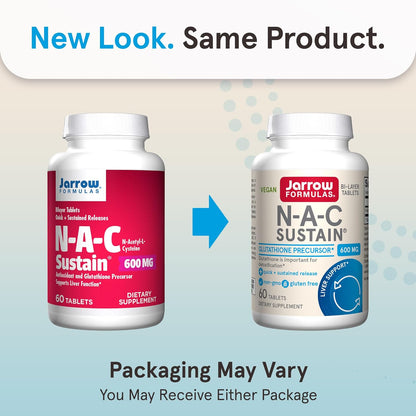 Jarrow Formulas N-A-C Sustain 600 Mg Dietary Supplement 60 Tablets