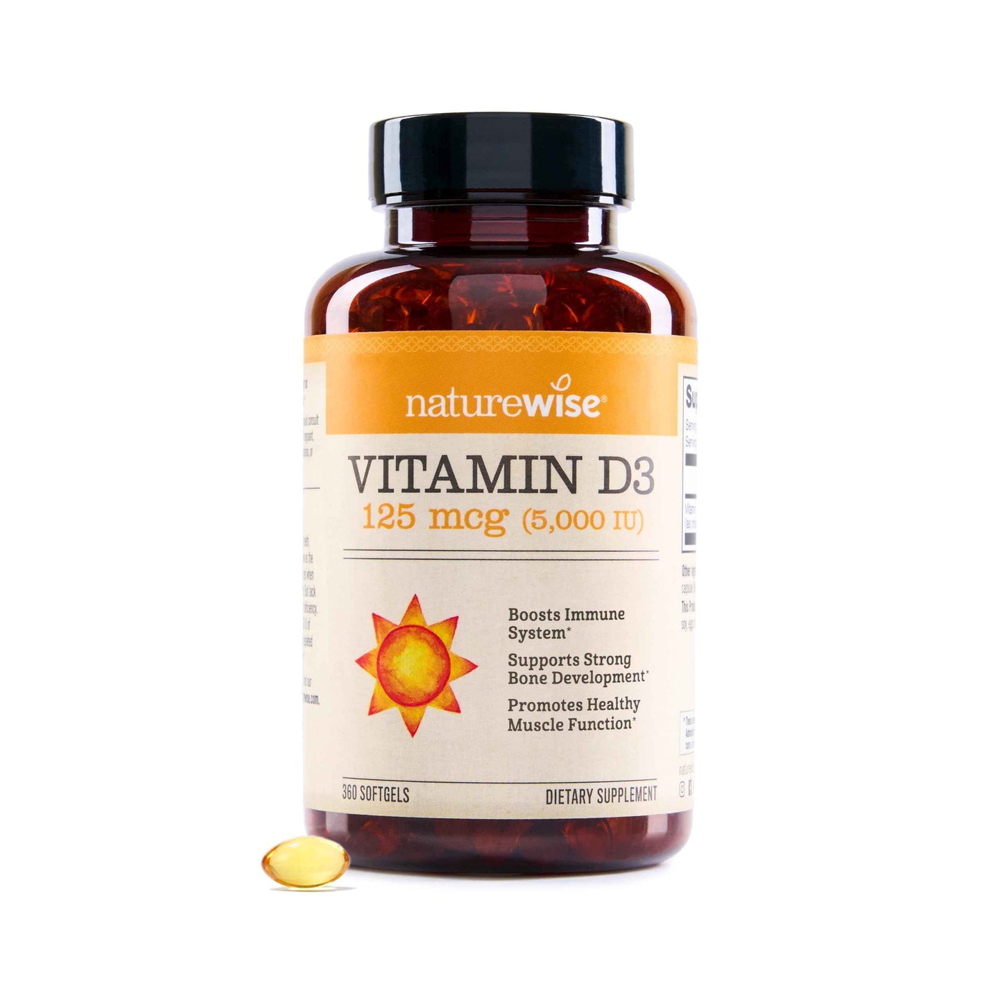 NatureWise Vitamin D3 5000iu (125 mcg) 1 Year Supply for Immune Support - 360 Ct