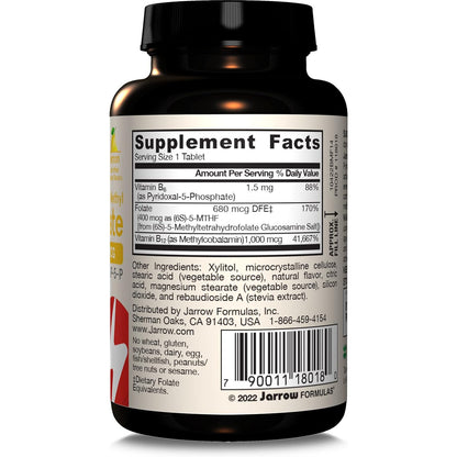 Jarrow Formulas Methyl B-12 & Methyl Folate 100 Chewable Tablets