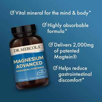 Dr. Mercola Magnesium L-Threonate Supplement Magtein 2000 mg 90 Capsules