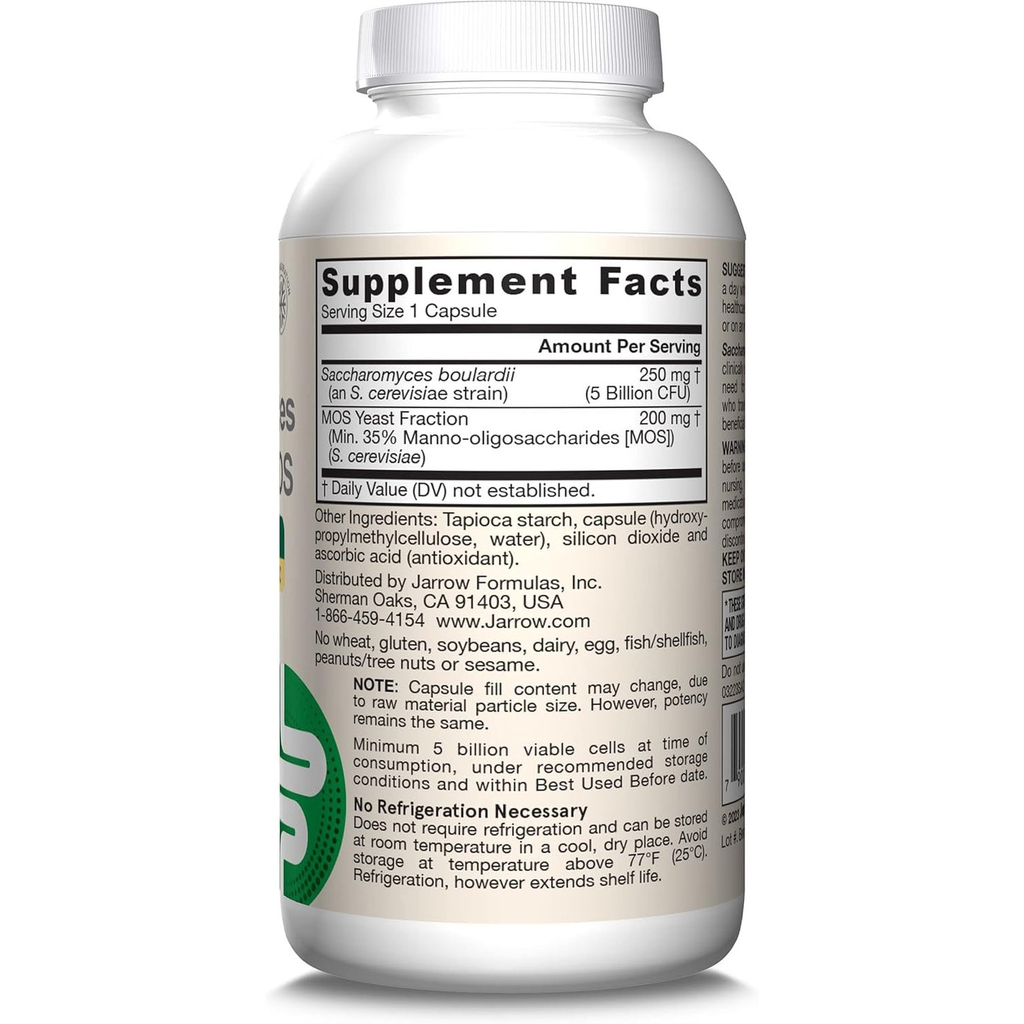 Jarrow Formulas Saccharomyces Boulardii + MOS Probiotic Capsules 5 Billion CFU