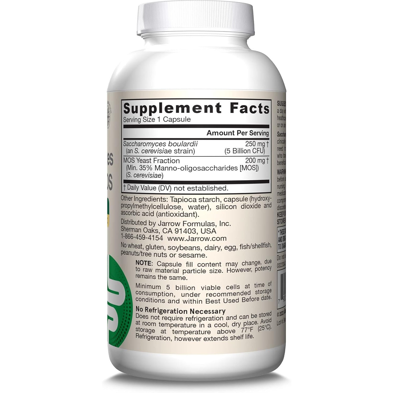 Jarrow Formulas Saccharomyces Boulardii + MOS Probiotic Capsules 5 Billion CFU