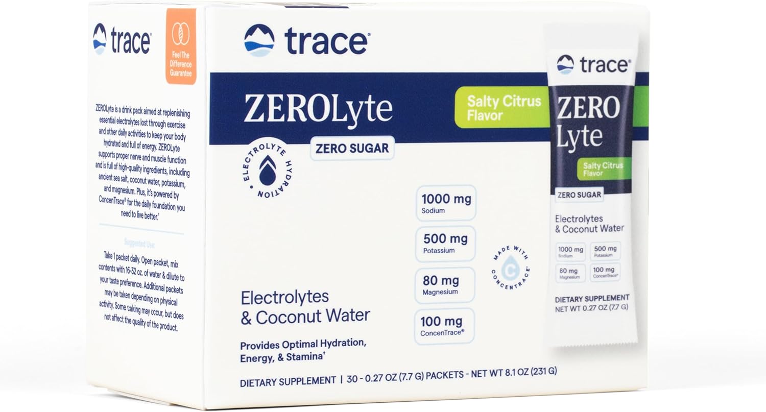 Trace Minerals ZeroLyte Salty Citrus Flavor Electrolyte Drink Mix 30 Packets