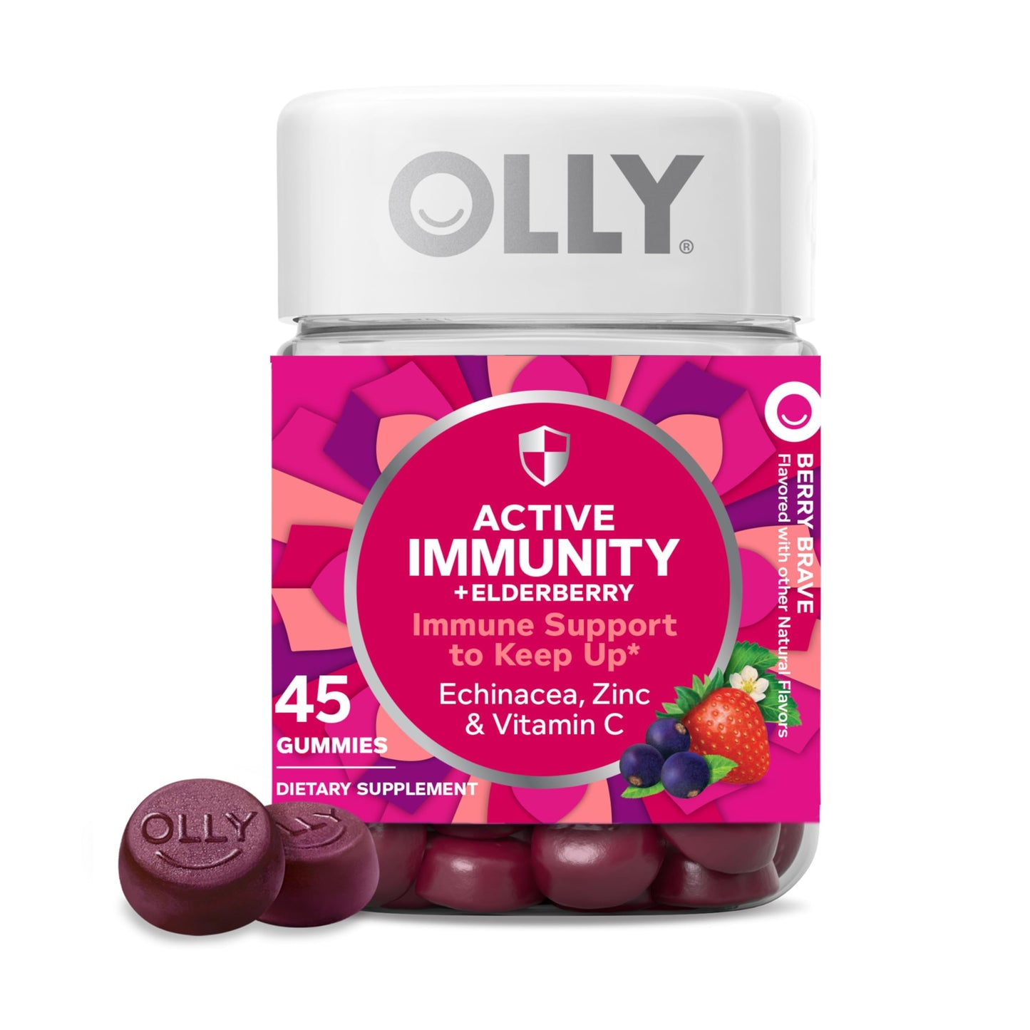 OLLY Active Immunity Gummy, Immune Support , Elderberry - 45 Ct