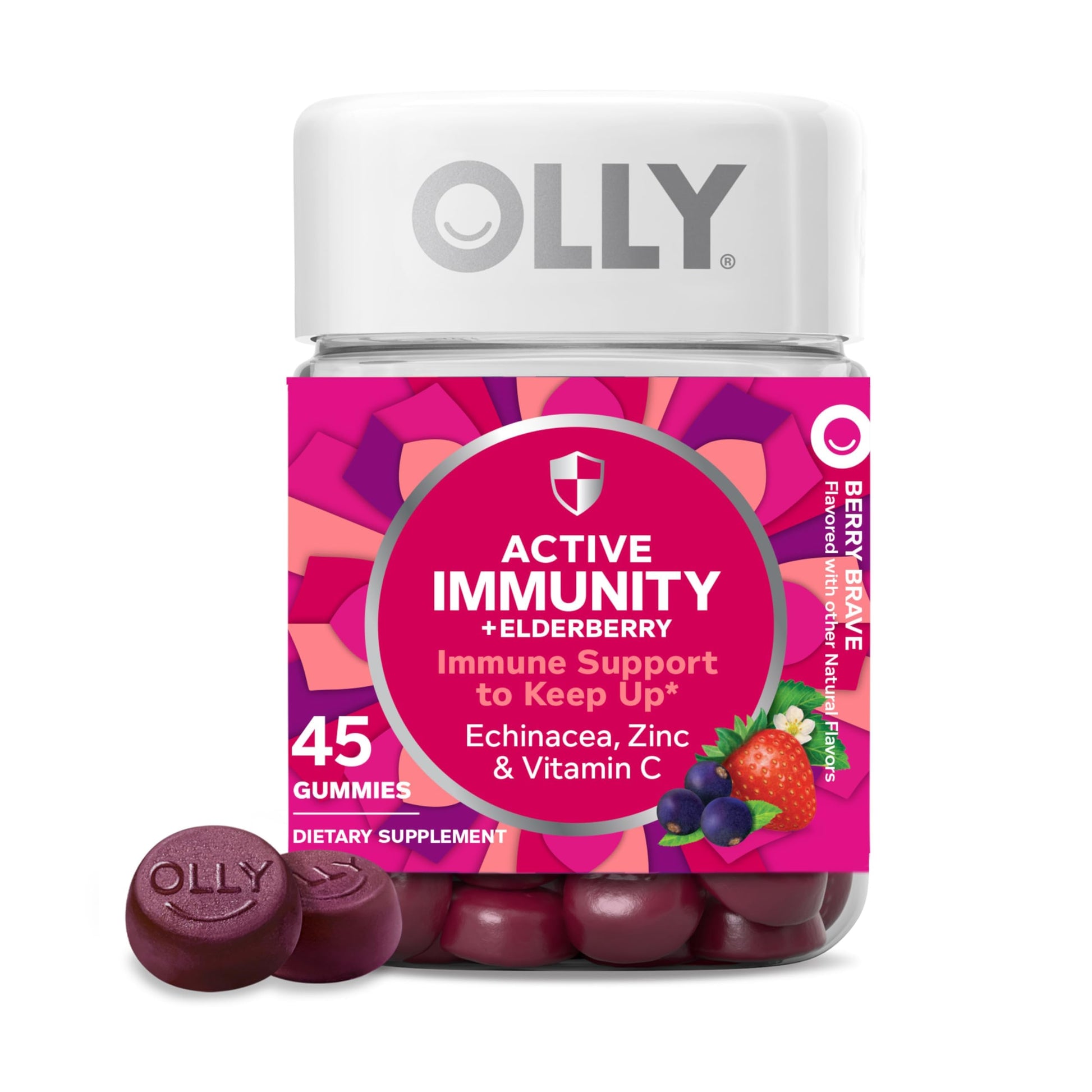 OLLY Active Immunity Gummy, Immune Support , Elderberry - 45 Ct