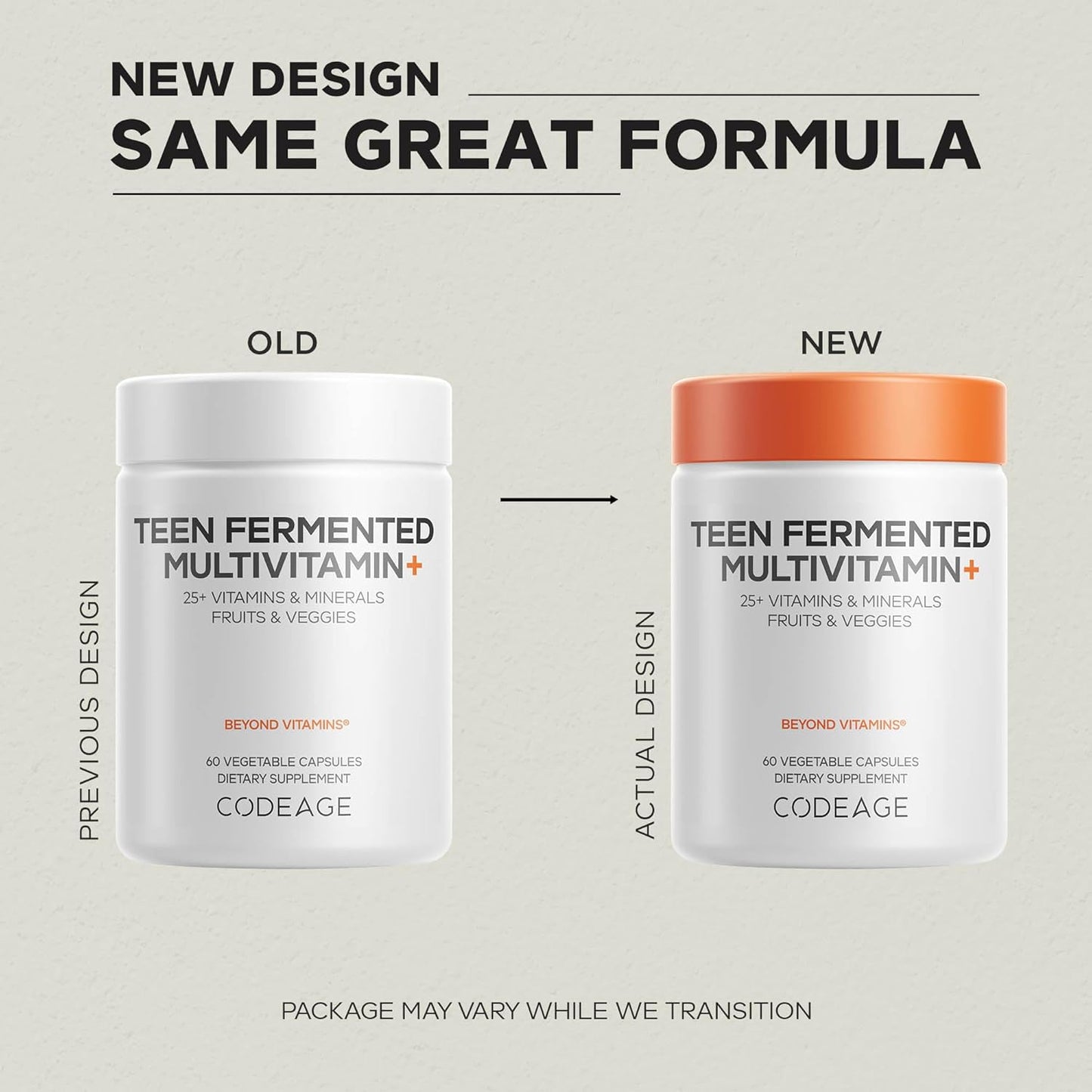 Codeage Teen Multivitamin Supplement Organic Whole Food Omega-3 60 Capsules